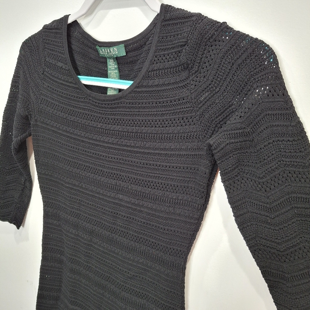 Ralph Lauren P XS Lauren Knitted Black Scoop Neck Bikini Cover Up Mermaid Dress